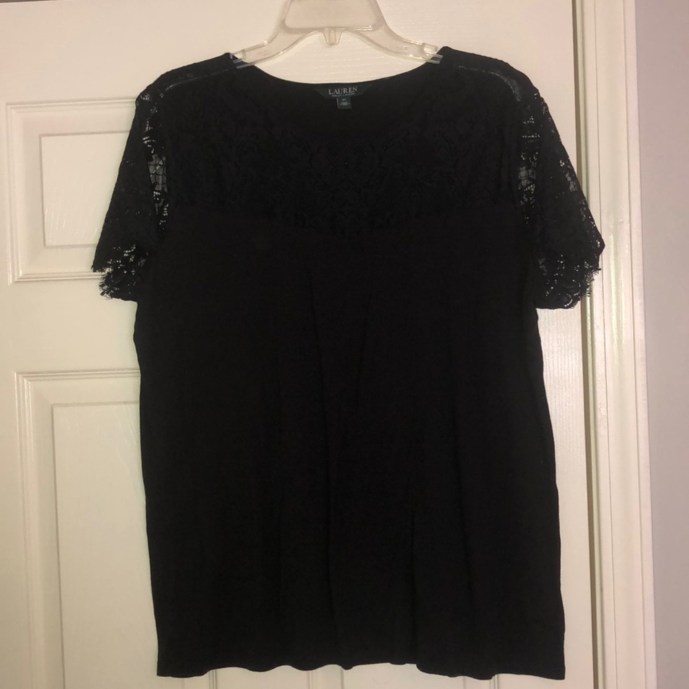 Black lace sleeve shirt